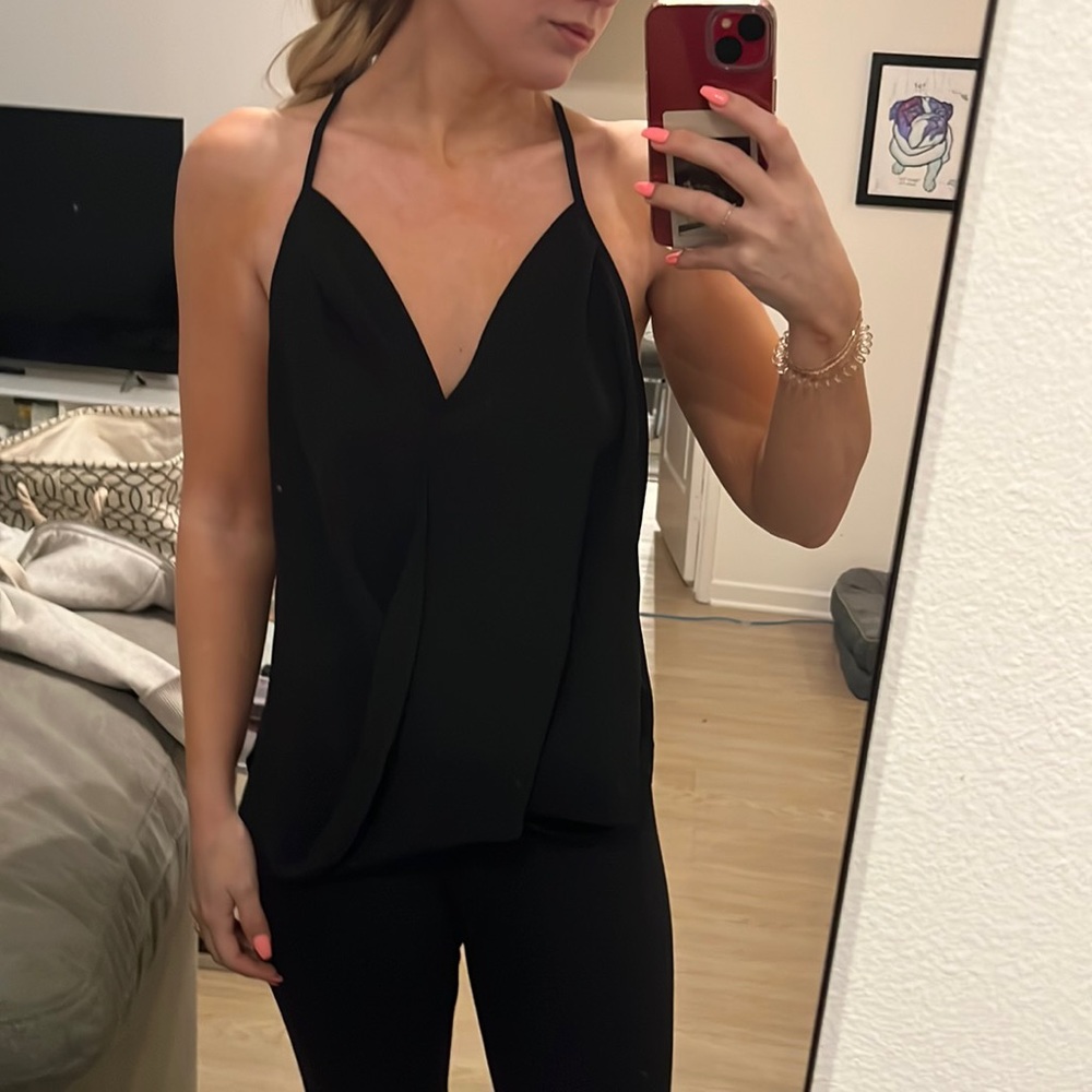 Black formal racer back tank blouse